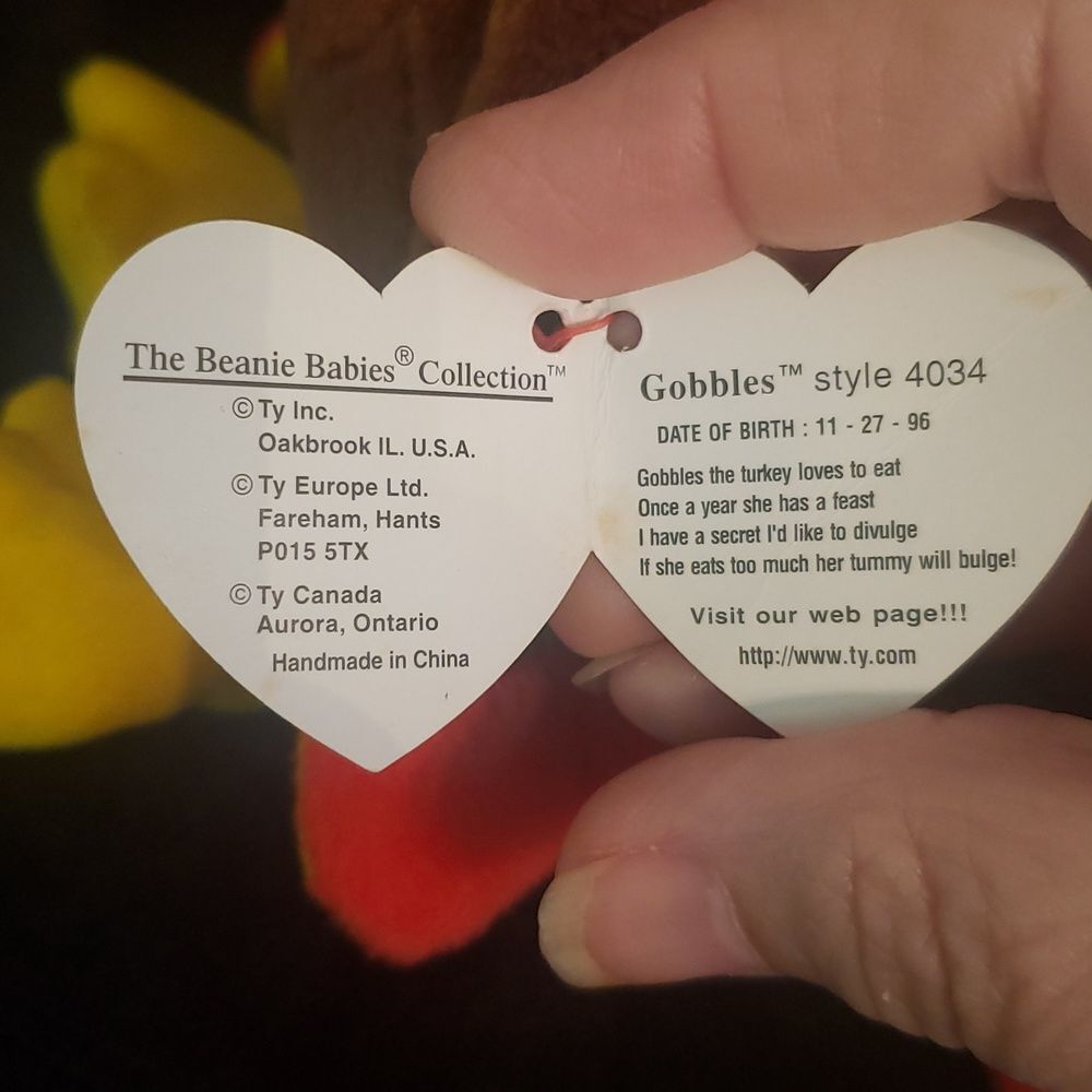 Vintage 1996 Ty Beanie Baby GOBBLES the Turkey - Picture 6 of 8
